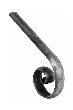 Terminale per corrimano scala 812/5 India, sezione 35x10 mm, altezza 380 mm, materiale Ferro Battuto Ultime Pezzi
